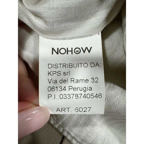 NOHOW Mens Striped Linen Blend Waistcoat Vest Made in Italy White Tan TG 48 - Picture 3 of 8